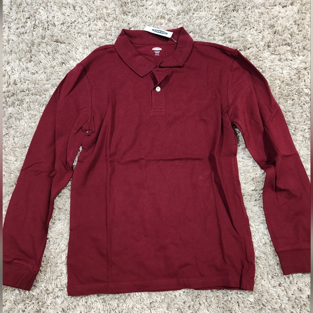 Old Navy Boys XL Maroon Long Sleeve Polo